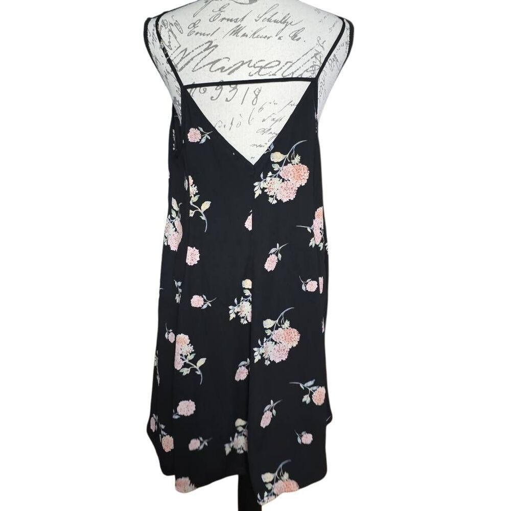 Lush Women's Size Large Black Pink Hydragena Print Spaghetti Strap Swing Dress - Picture 5 of 6